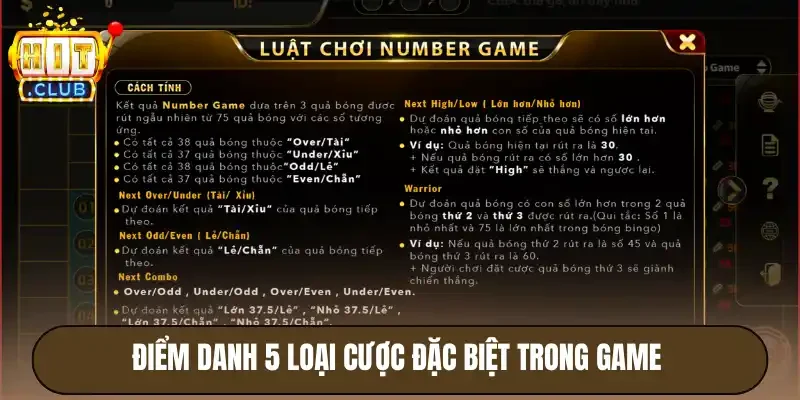 Number Game Hitclub - Game Số MD5 Có RTP Lên Đến 97% 3 Điểm danh 5 loại cược đặc biệt trong game