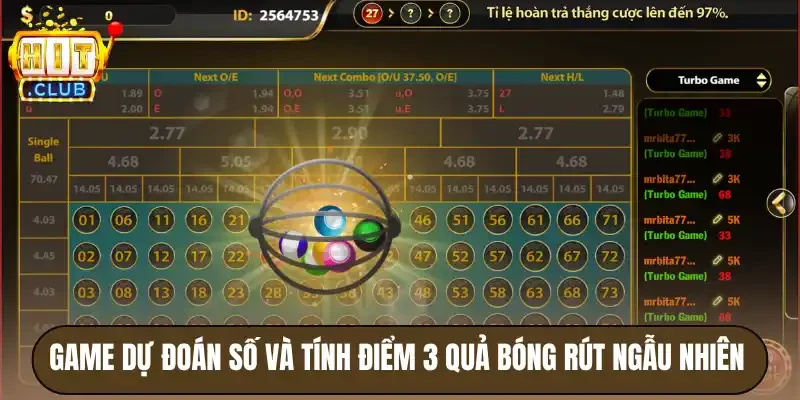 Number Game Hitclub - Game Số MD5 Có RTP Lên Đến 97% 2 Game dự đoán số và tính điểm 3 quả bóng rút ngẫu nhiên