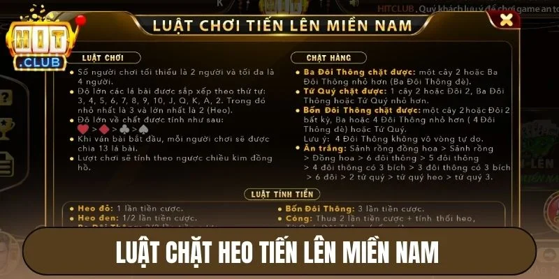 Tiến Lên Miền Nam Hitclub - Đối Đầu Kịch Tính Mỗi Ván Game 3 Luật chặt con 2 tiến lên miền Nam